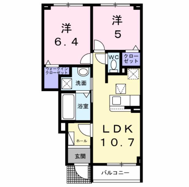 カンピドリオ(2LDK/1階)の間取り写真