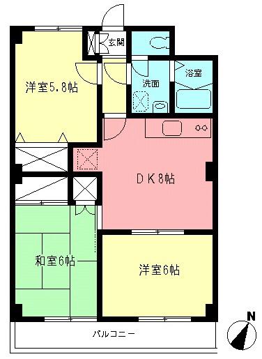 シャルマン向ヶ丘(3DK/3階)の間取り写真