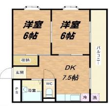 エルドムス陽光3番館(2DK/3階)の間取り写真