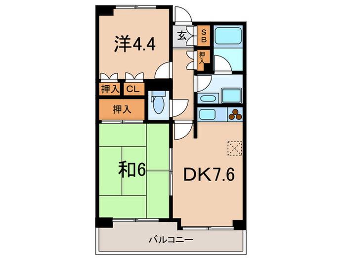 ステラメゾン武蔵小山(2DK/1階)の間取り写真