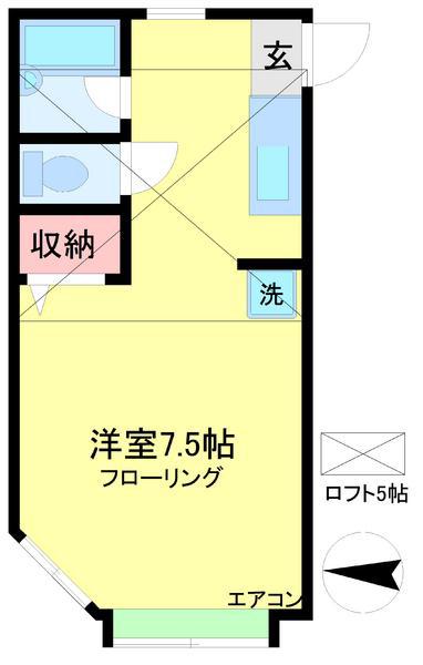 スカイパレスM6(ワンルーム/2階)の間取り写真