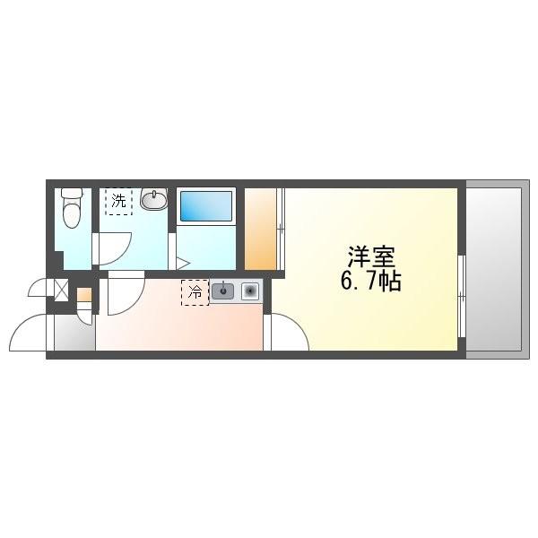 クレイノ縁(1K/1階)の間取り写真