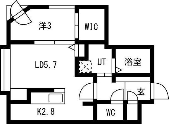 ALPHA RESIDENCE 円山北2条(1LDK/2階)の間取り写真