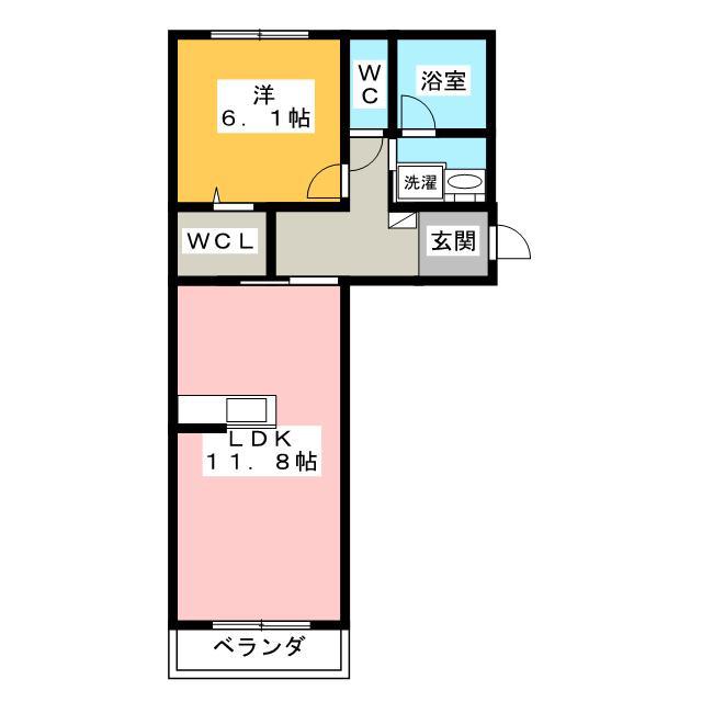 リラフォート(1LDK/2階)の間取り写真