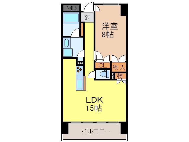 GENEROUS(1LDK/13階)の間取り写真