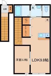 青空とそよ風のメゾン(1LDK/2階)の間取り写真
