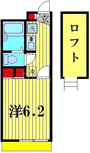 フェリオ柏(1K/1階)の間取り写真