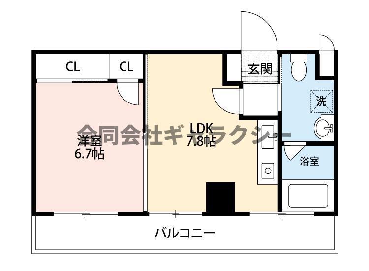ハピネス吹田(1DK/4階)の間取り写真