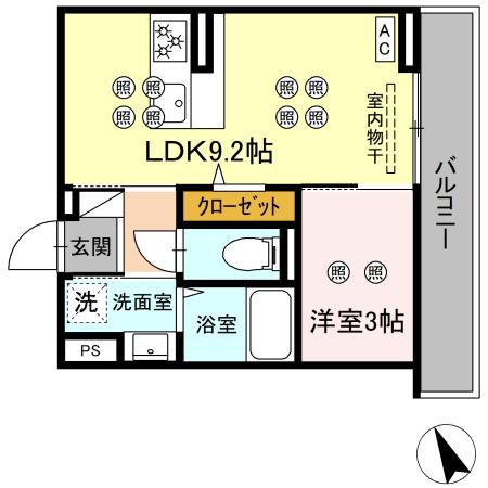 グランドメゾン大内町(1LDK/3階)の間取り写真