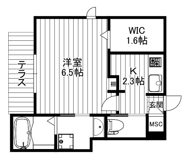 DAITA SIX(1K/1階)の間取り写真