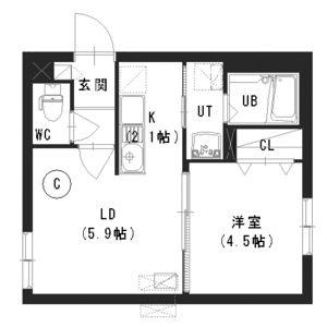 プレシェルト美園(1LDK/2階)の間取り写真
