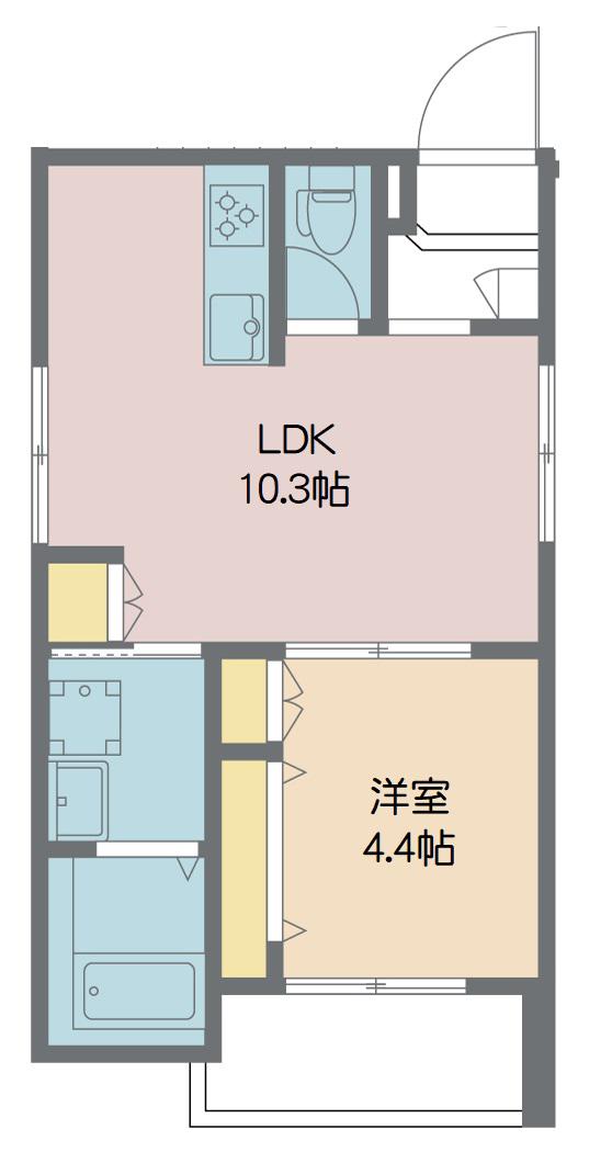 エルモソパーク(1LDK/1階)の間取り写真