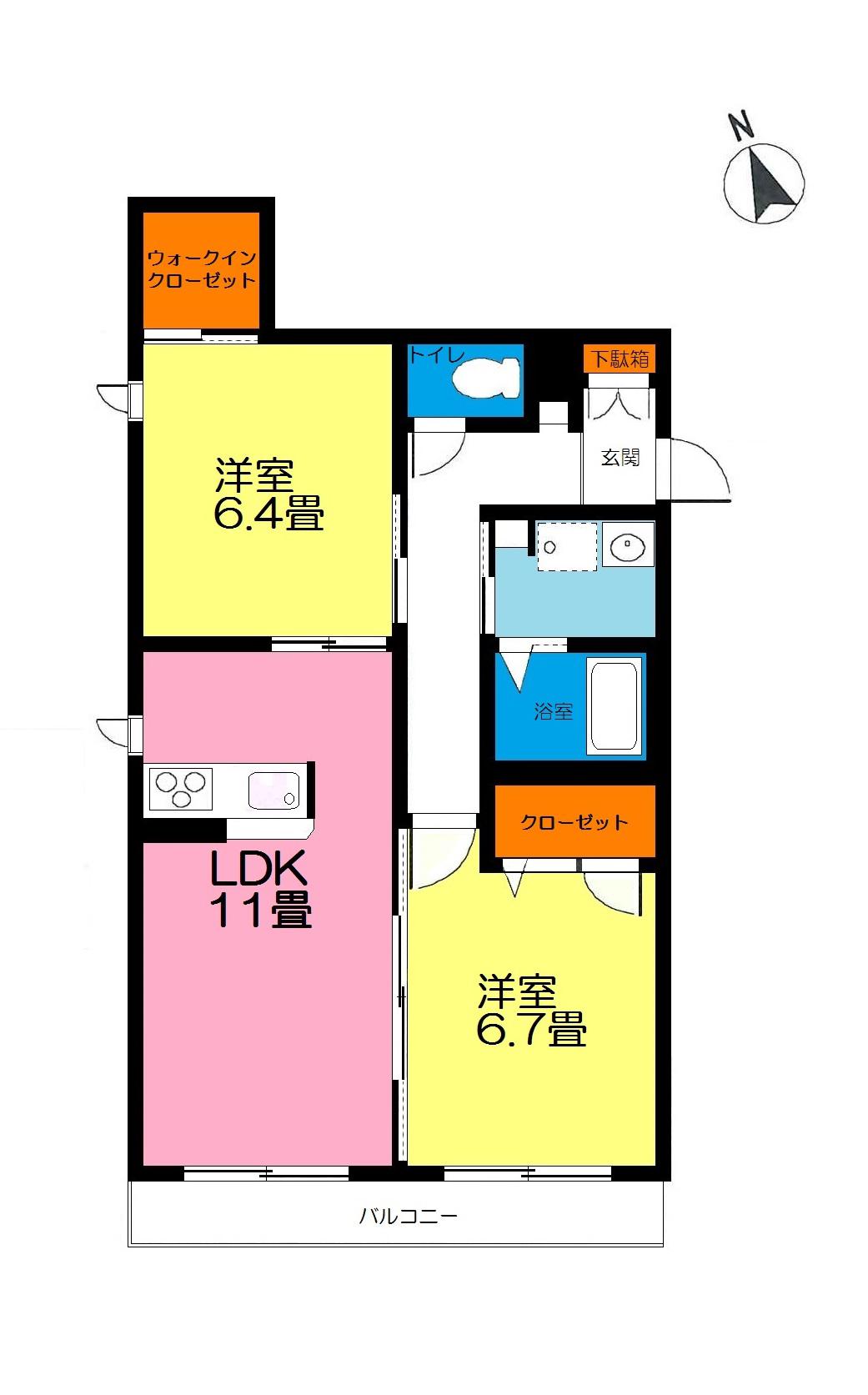 プリファー(2LDK/2階)の間取り写真