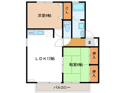 イン・ハピネスA(2LDK/1階)の間取り写真