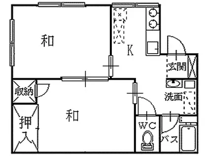 サンシャインコーポ赤坂2(2K/2階)の間取り写真