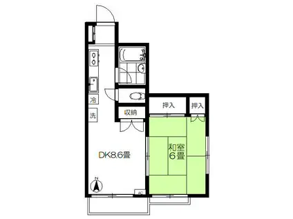 コーポ丸山(1DK/2階)の間取り写真