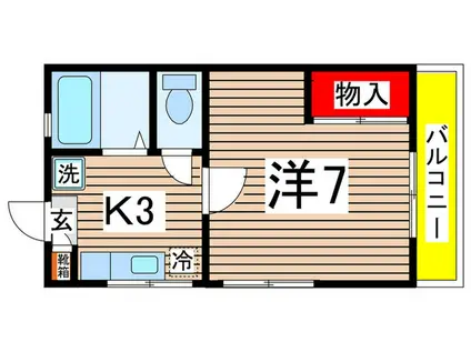 松本荘(1K/2階)の間取り写真