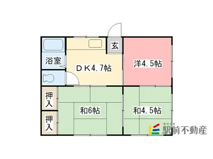 与賀町アパート(3DK/1階)の間取り写真