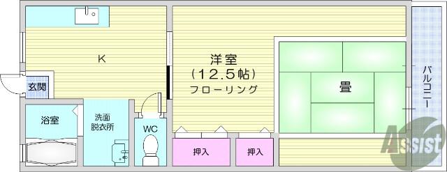 コーポKS(1K/2階)の間取り写真