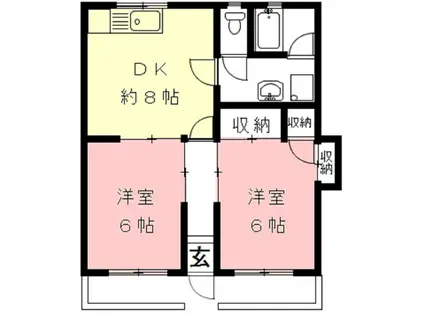 エクセルハイムI(2DK/1階)の間取り写真