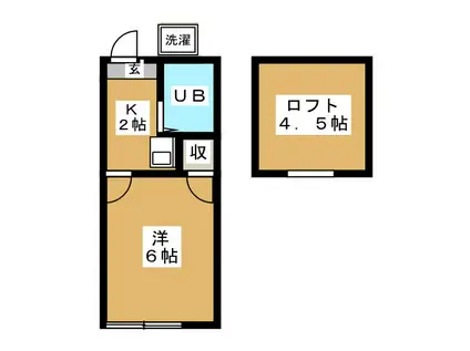 サンハイツ山下(1K/2階)の間取り写真