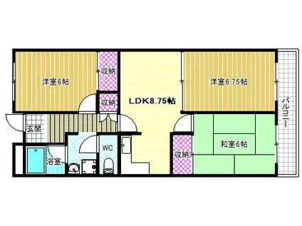 パナグレープ(3LDK/3階)の間取り写真