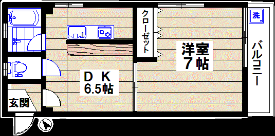 Fハウス(1DK/2階)の間取り写真