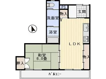 エクセレントマンション メユール(1LDK/2階)の間取り写真