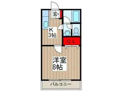 トヤマハイツI(1K/1階)の間取り写真