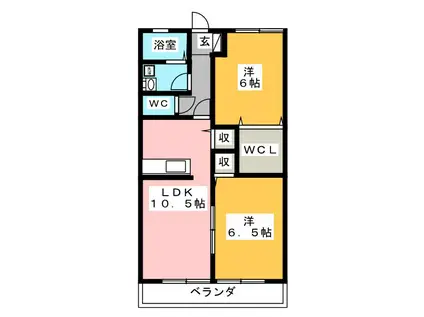 サニーコートYAMADA B棟(2LDK/1階)の間取り写真