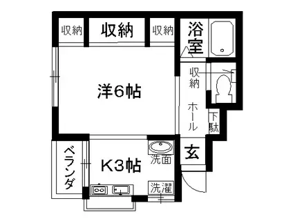 コーポさくら2(1K/1階)の間取り写真