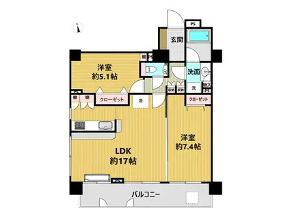 マートルコート恵比寿南II(2LDK/3階)の間取り写真