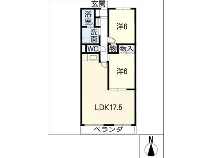 アーバン矢島(2LDK/2階)の間取り写真