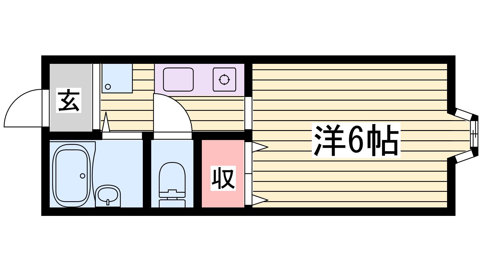 レジデンス平野(1K/1階)の間取り写真