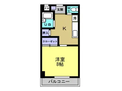 豊成ビル(1K/2階)の間取り写真