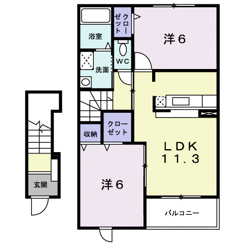 リバティーIII(2LDK/2階)の間取り写真