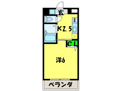ビジタル丸山通5(1K/2階)の間取り写真
