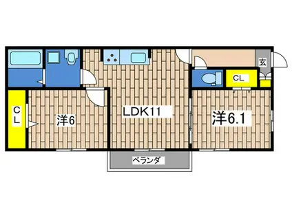 D-ROOM平戸町(2LDK/1階)の間取り写真