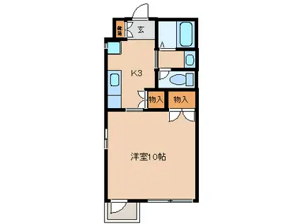 ゼンポーハイツ石堂B棟(1K/3階)の間取り写真