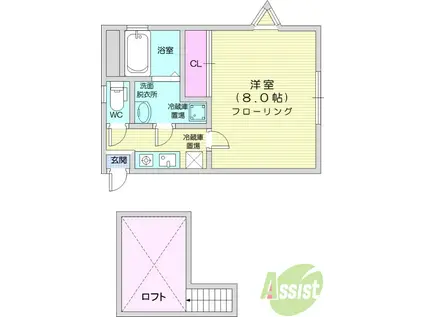 ファインシティーかすみ町(1K/1階)の間取り写真