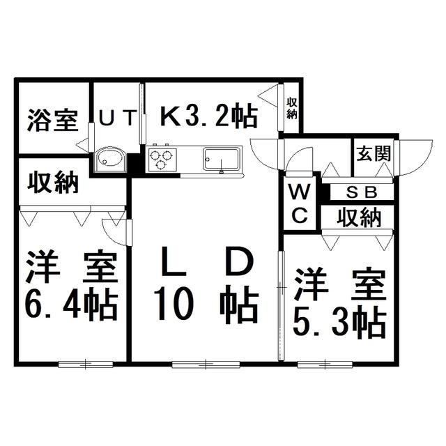 モラーレ(2LDK/1階)の間取り写真