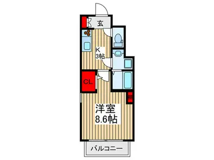 メルヴェーユI(1K/1階)の間取り写真