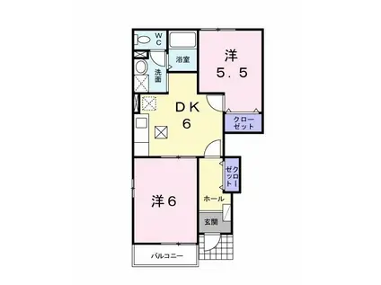 エレガンスヴィラIII(2DK/1階)の間取り写真