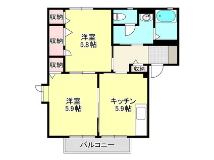 アンジェロA(2K/1階)の間取り写真