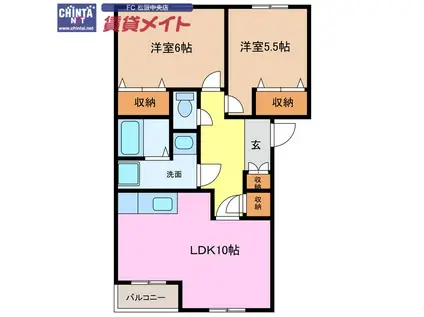 グランベルハウス(2LDK/2階)の間取り写真