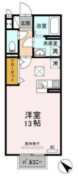 モナリエ多治米(ワンルーム/1階)の間取り写真