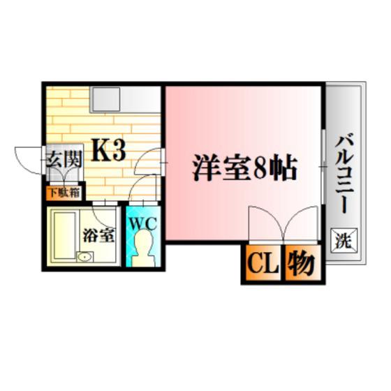 Yビル弐番館(1K/1階)の間取り写真
