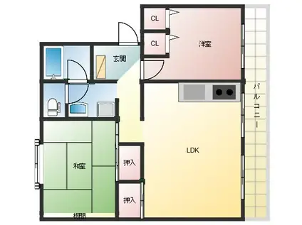 グランドメゾン重根(2LDK/2階)の間取り写真