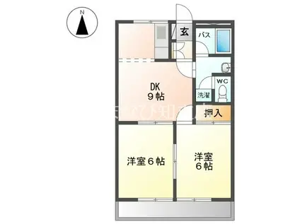 ピアハイム(2DK/1階)の間取り写真