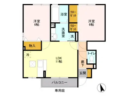 晄颯 弐(2LDK/1階)の間取り写真